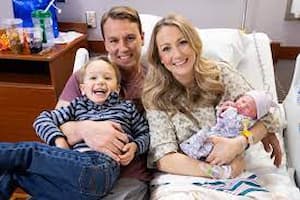 Happy family of Maxine Streicher, her husband Sean, Son Macklin together with the new born baby girl, Marlo